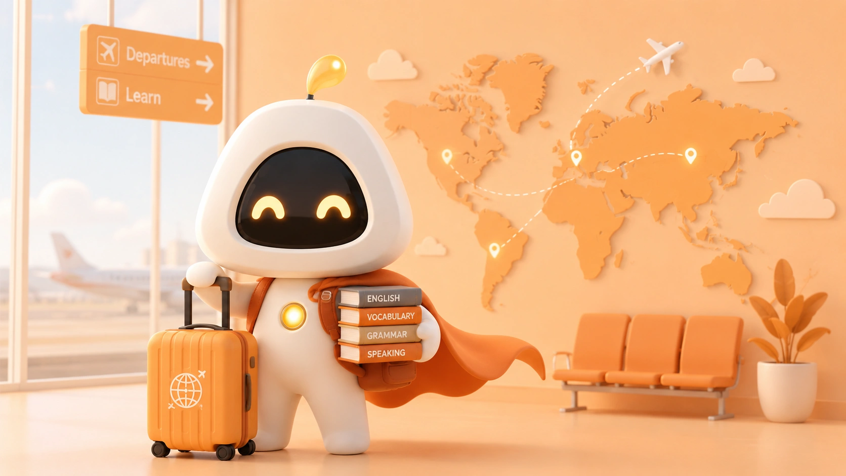 شخصیت آنو در حال آماده شدن و یادگیری زبان انگلیسی برای مهاجرت