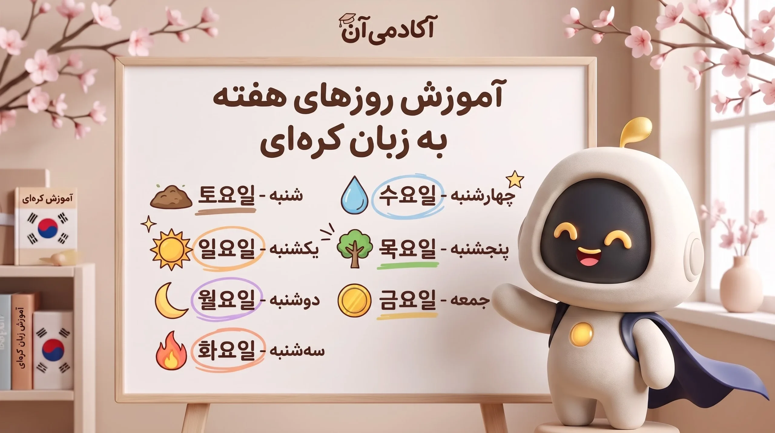 آموزش روزهای هفته به کره‌ای در آکادمی‌آن